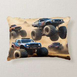 Monster Trucks Racing In The Desert, Accent Pillow