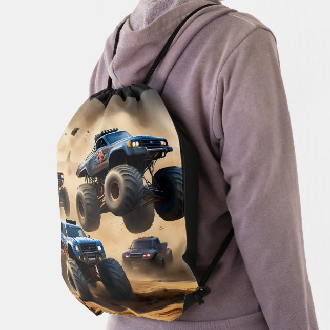Monster Trucks Racing In The Desert, Drawstring Bag (Insitu)