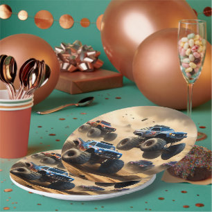 Monster Trucks Racing In The Desert, Paper Plates