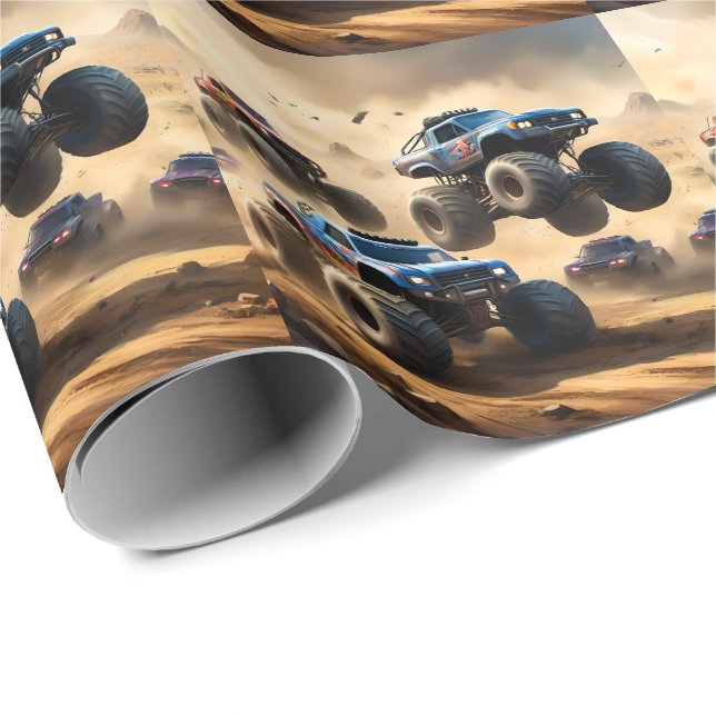 Monster Trucks Racing In The Desert, Wrapping Paper (Roll Corner)