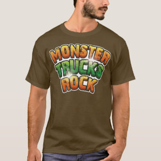 Monster Trucks Rock - Green and Orange Rock Text  T-Shirt