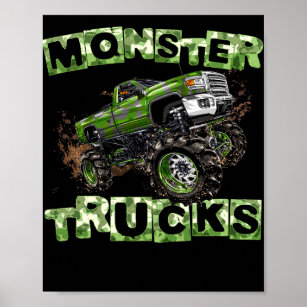 Monster Trucks T Funny Camouflage Birthday Gift Poster