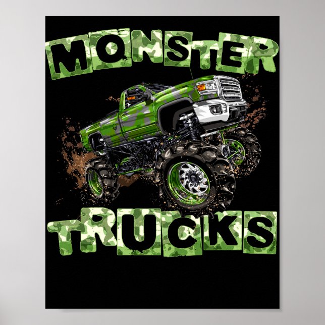 Monster Trucks T Funny Camouflage Birthday Gift Poster (Front)