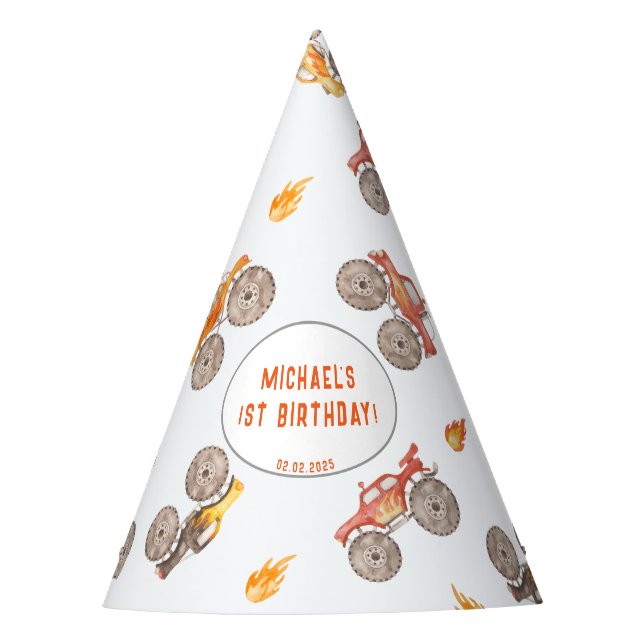 Monster Trucks Theme Party Hat (Front)