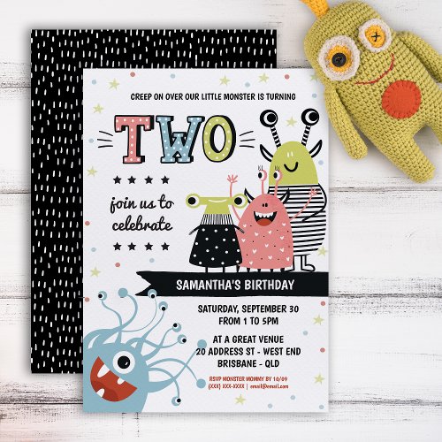 Monster Two Years Old Birthday Invitation