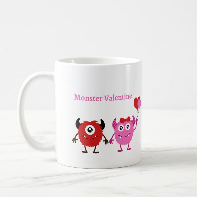 Monster Valentine with Cute Monsters on  Coffee Mug (Left)
