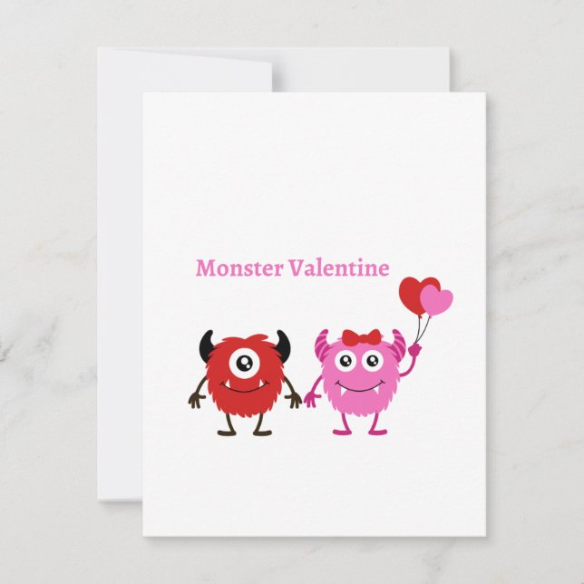 Monster Valentine with two monsters  Holiday Card (Front)