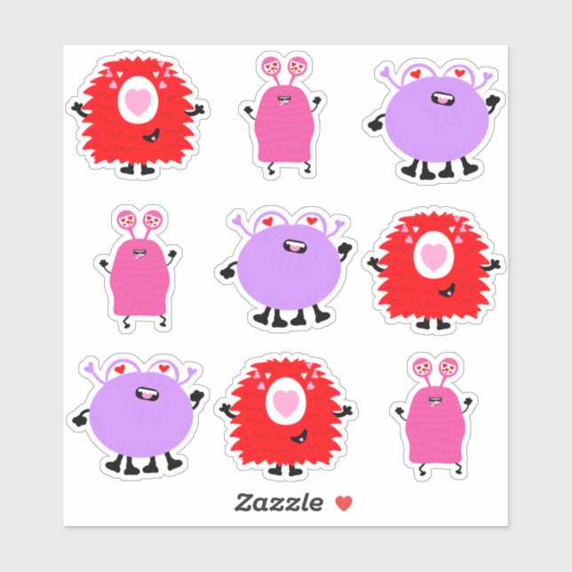 Monster Valentine's Day Sticker (Sheet)