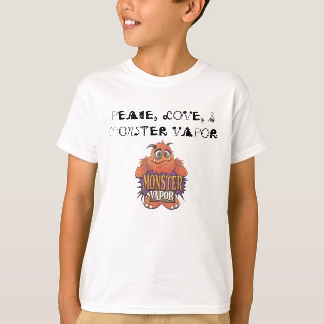 monster vapor, PEACE, LOVE, & MONSTER VAPOR T-Shirt (Front)