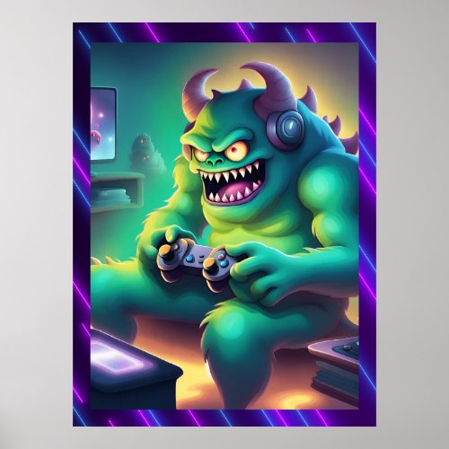Monster Video Game Graphic Poster for Boy