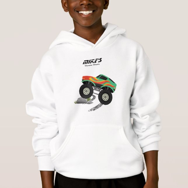 Monster  wheels orange, yellow, red, green  hoodie (Front)
