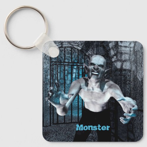 monster within the walls of ancient castle keychain