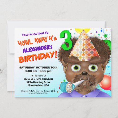 Monster Wolf Boy Birthday Party Invitation