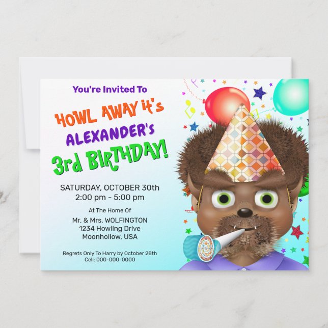 Monster Wolf Boy Birthday Party Invitation (Front)