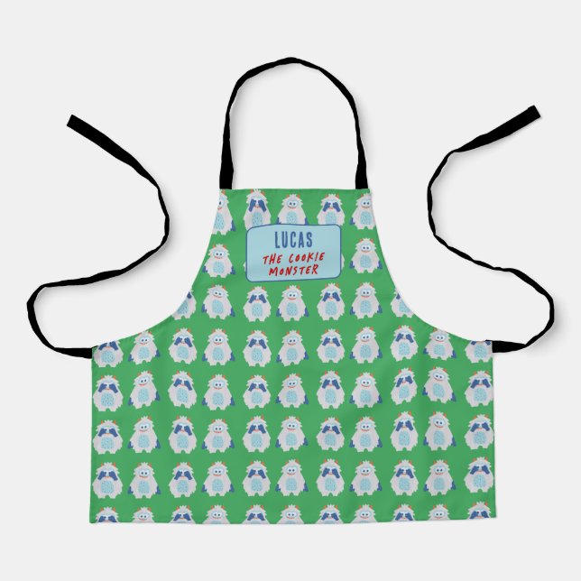 Monster Yeti Retro Christmas Patterns Kids Apron (Front)