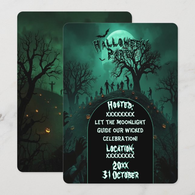 Monster Zombie Party Halloween Style Invitation (Front/Back)