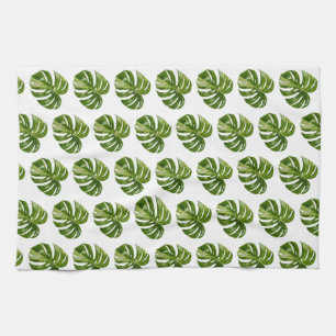 Monstera Albo Tropical Kitchen Decor Towel