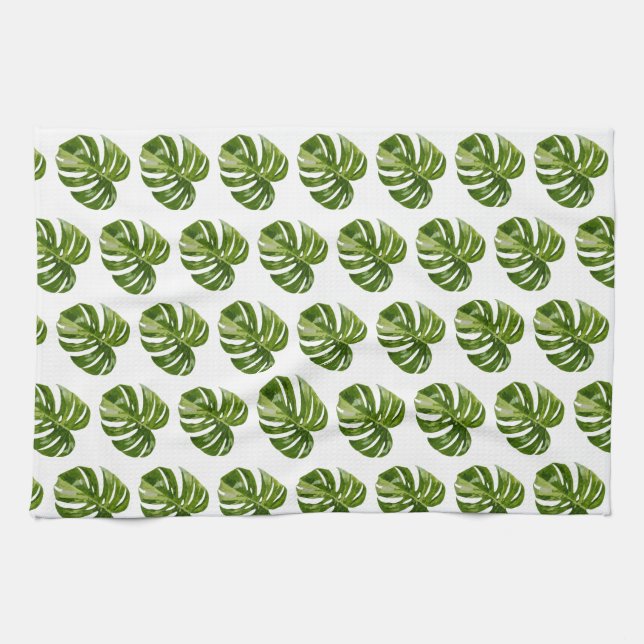 Monstera Albo Tropical Kitchen Decor Towel (Horizontal)