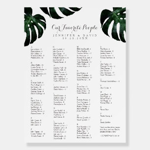 Monstera Alphabetical Seating Chart Foam Board