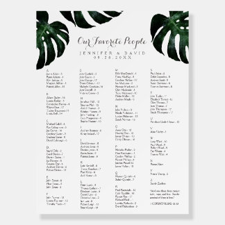 Monstera Alphabetical Seating Chart Foam Board