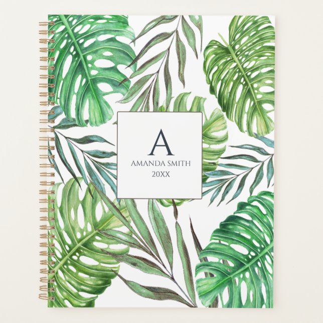 Monstera and palm leaves planner (Front)