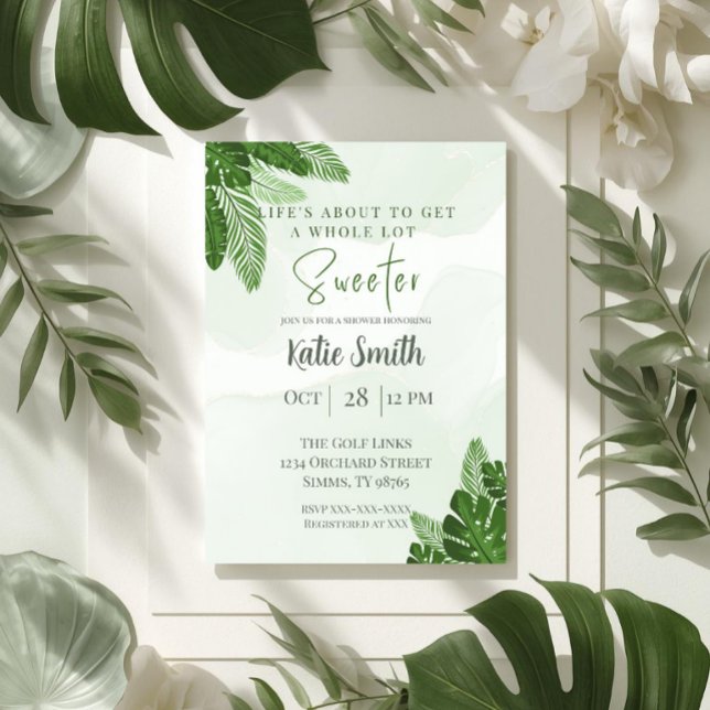 Monstera Baby Shower Invitation Tropical Greenery (Creator Uploaded)