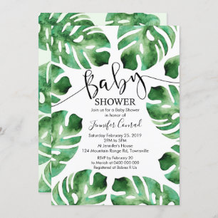 Monstera Baby Shower Invitation, Tropical Leaves Invitation