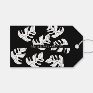 Monstera Black White Botanical Wedding Gift Tags