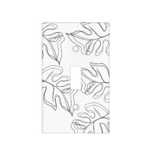 Monstera Black White Botanical Wedding Light Switch Cover