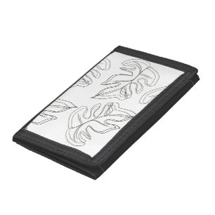 Monstera Black White Botanical Wedding Trifold Wallet
