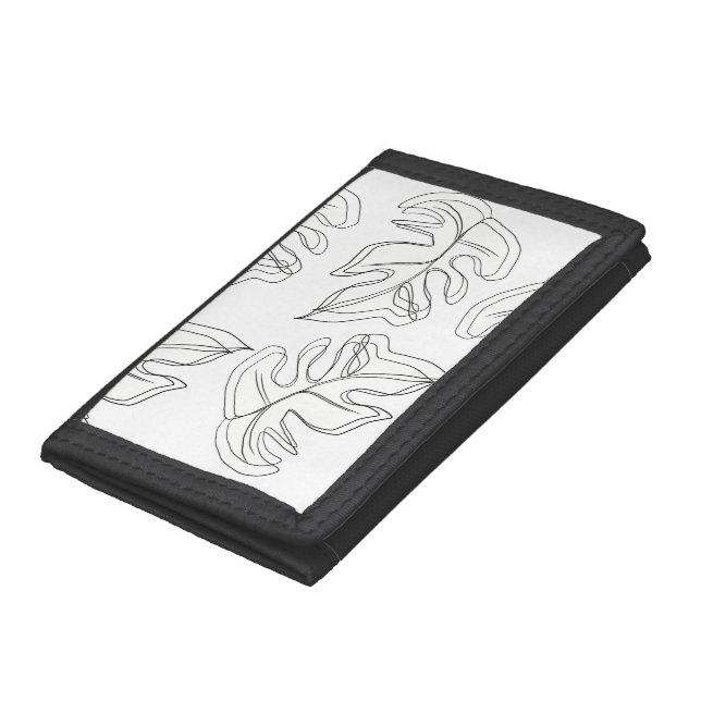 Monstera Black White Botanical Wedding Trifold Wallet (Bottom)