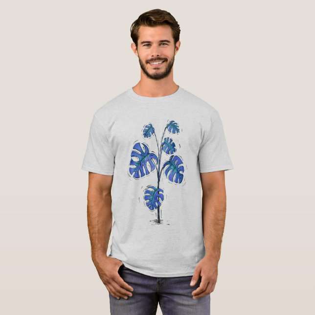 Monstera deliciosa blue version T-Shirt (Front Full)