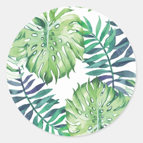 Monstera Deliciosa Hawaiian Island Tropics Leaves Classic Round Sticker