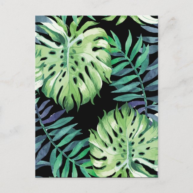 Monstera Deliciosa Hawaiian Island Tropics Leaves Postcard (Front)