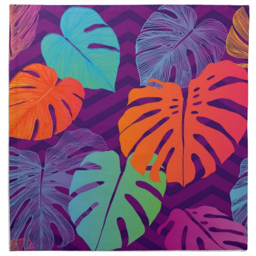 Monstera Deliciosa Tropical Line Art Cloth Napkin