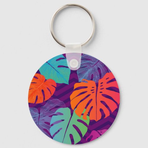 Monstera Deliciosa Tropical Line Art Keychain