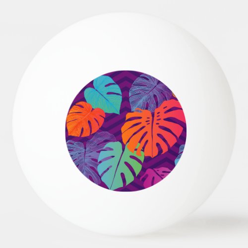 Monstera Deliciosa Tropical Line Art Ping Pong Ball