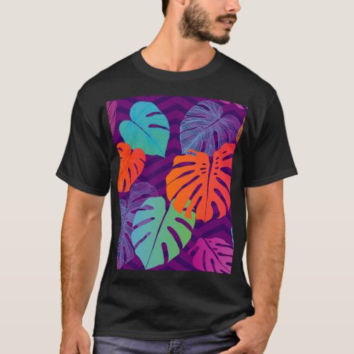 Monstera Deliciosa Tropical Line Art T_Shirt