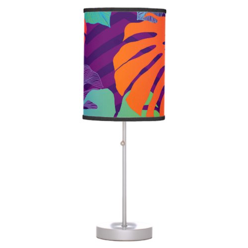 Monstera Deliciosa Tropical Line Art Table Lamp