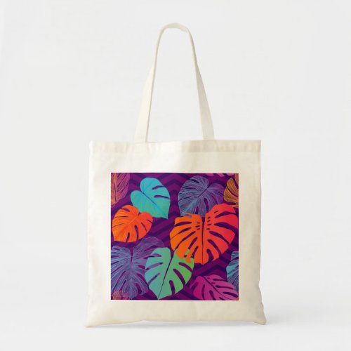 Monstera Deliciosa Tropical Line Art Tote Bag