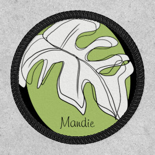 Monstera Double Line Hand Drawn Art Black Greenery Patch
