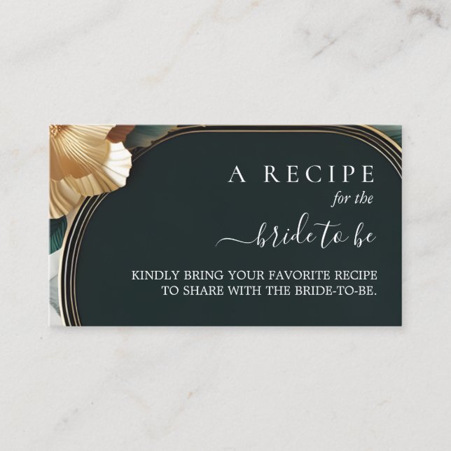 Monstera Emerald Green And Gold Bridal Shower Enclosure Card (Front)