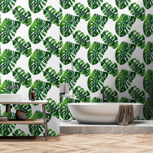 Monstera evergreen jungle tropical leaf greenery wallpaper 