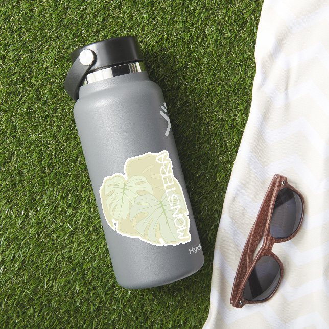 Monstera foliage in soft green sticker (HydroFlask Insitu)