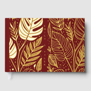 Monstera Gold Foliage Wedding Foil Guest Book