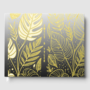 Monstera Gold Foliage Wedding Foil Guest Book