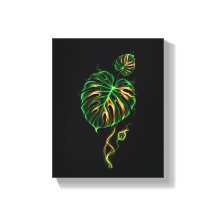 Monstera Green and Gold – Smoked Plant, Wall Decor