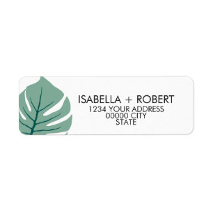 Monstera    Green   Modern tropical Wedding Label