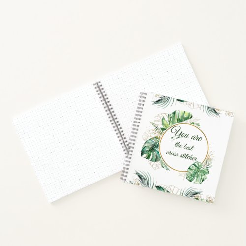 Monstera green Palm leaves Quote Notebook