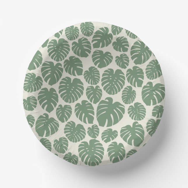 Monstera - Green Paper Bowls (Front)